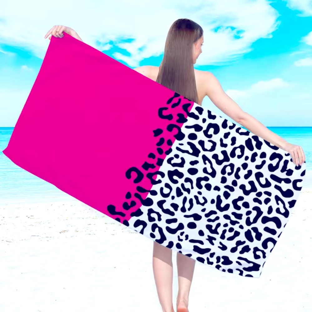 Pink and Leopard Beach Towel